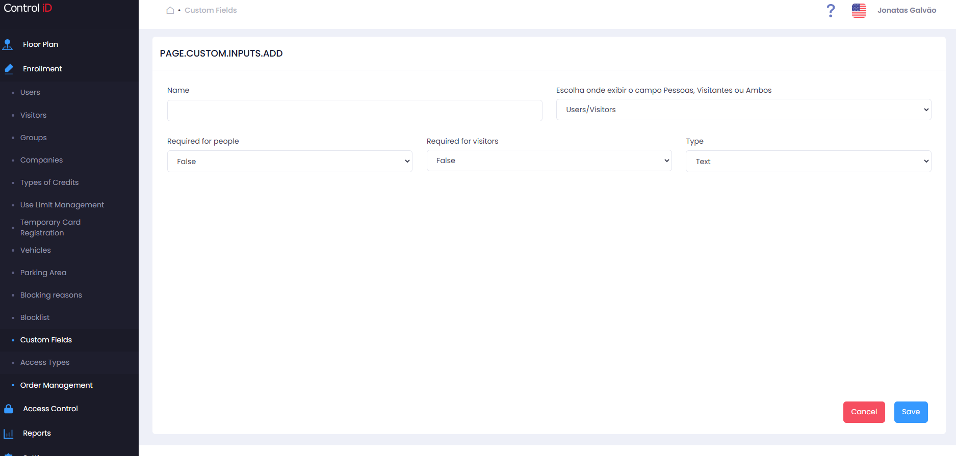 Registration form