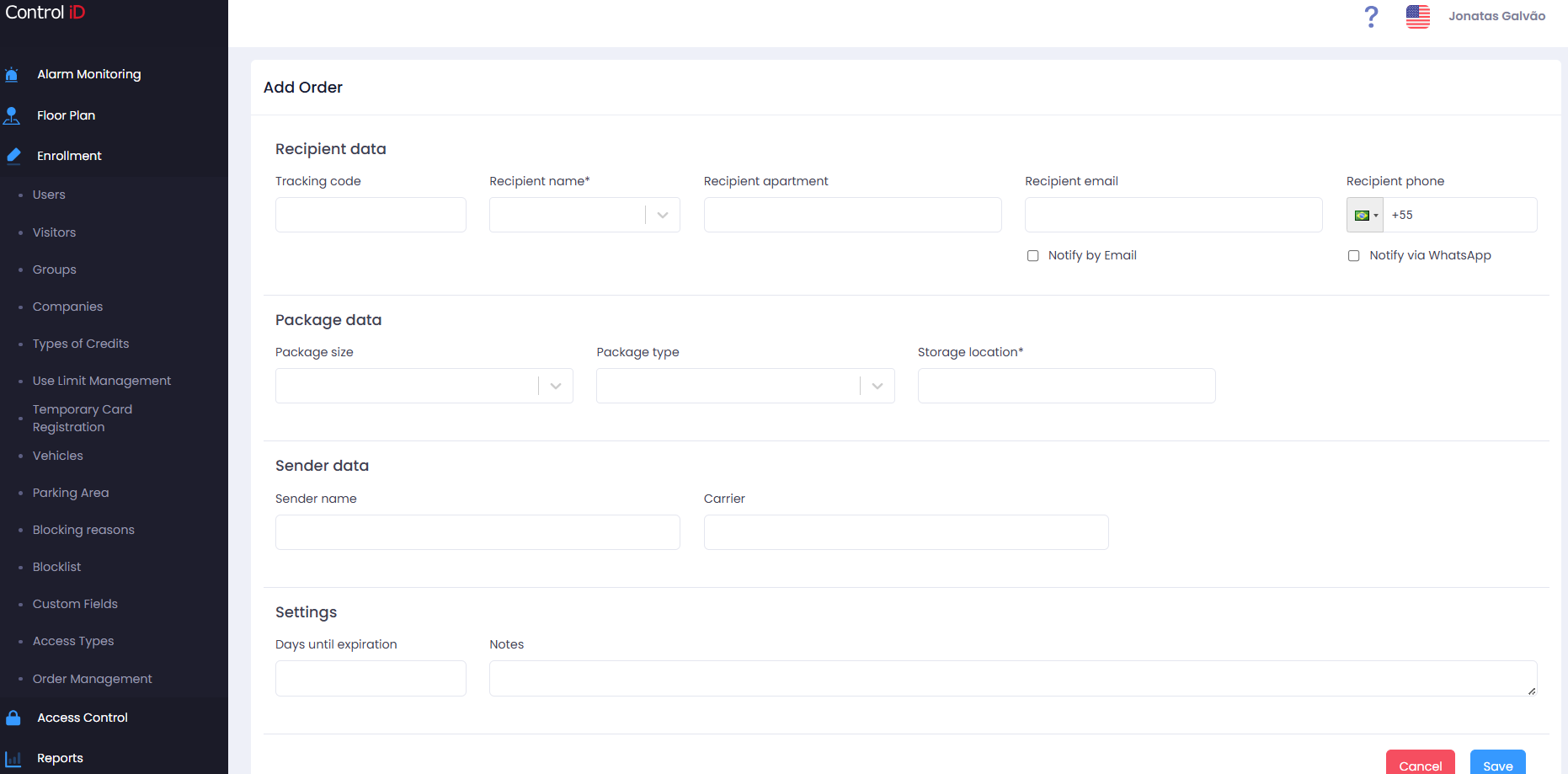 Registration form