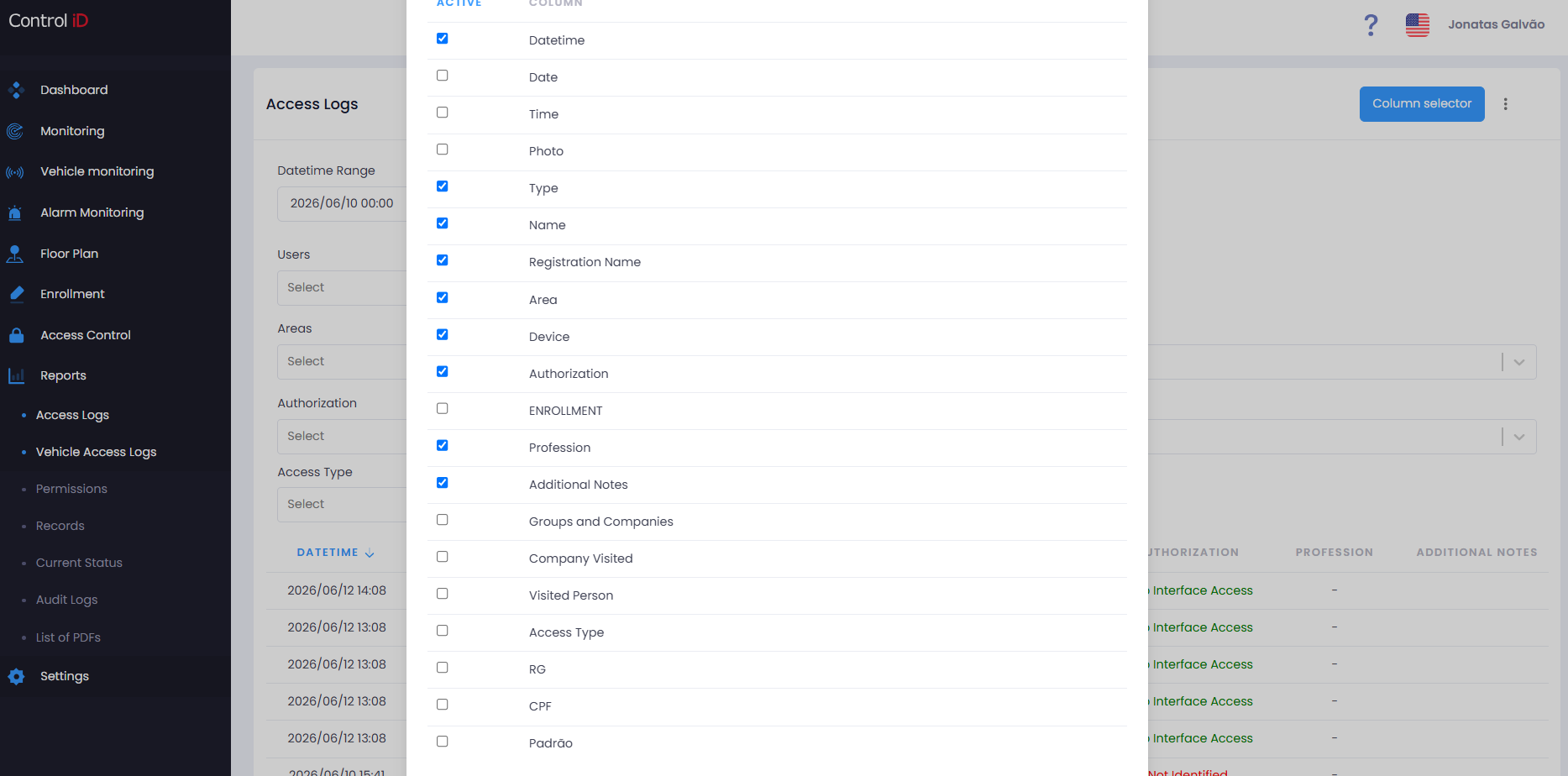 Access report filters