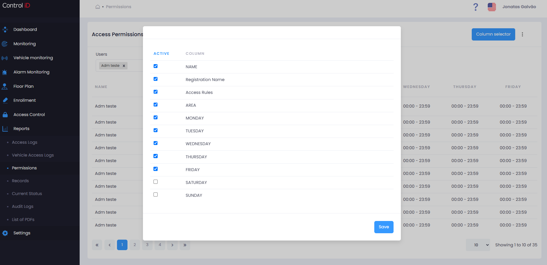 Permission report filters