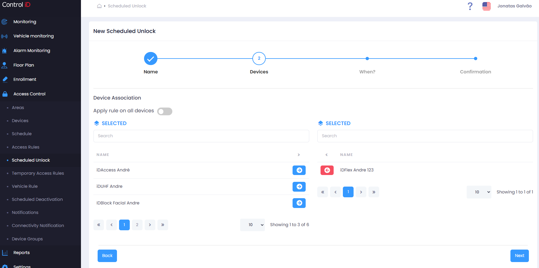 Wizard — Step 2: Devices