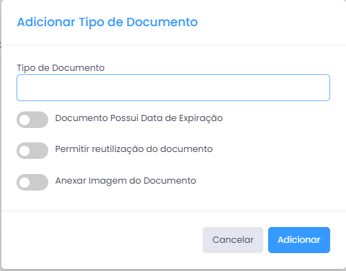 Botão Adicionar Tipo de Documento