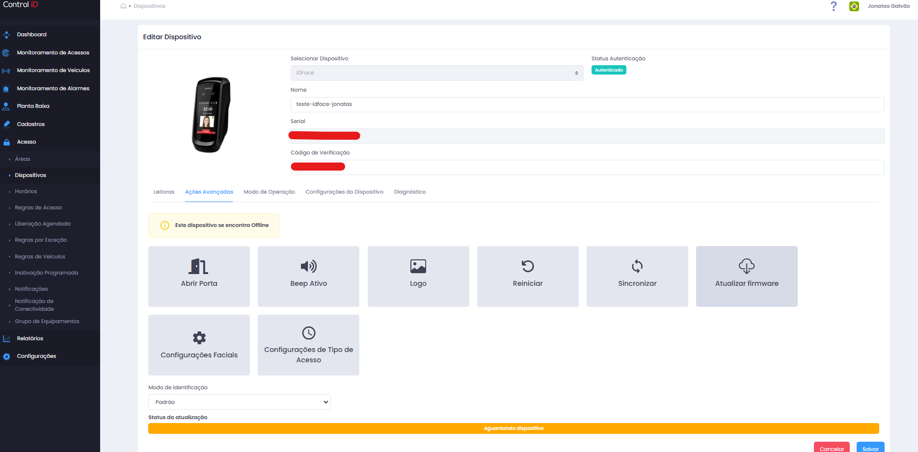 Atualizar Firmware — progresso