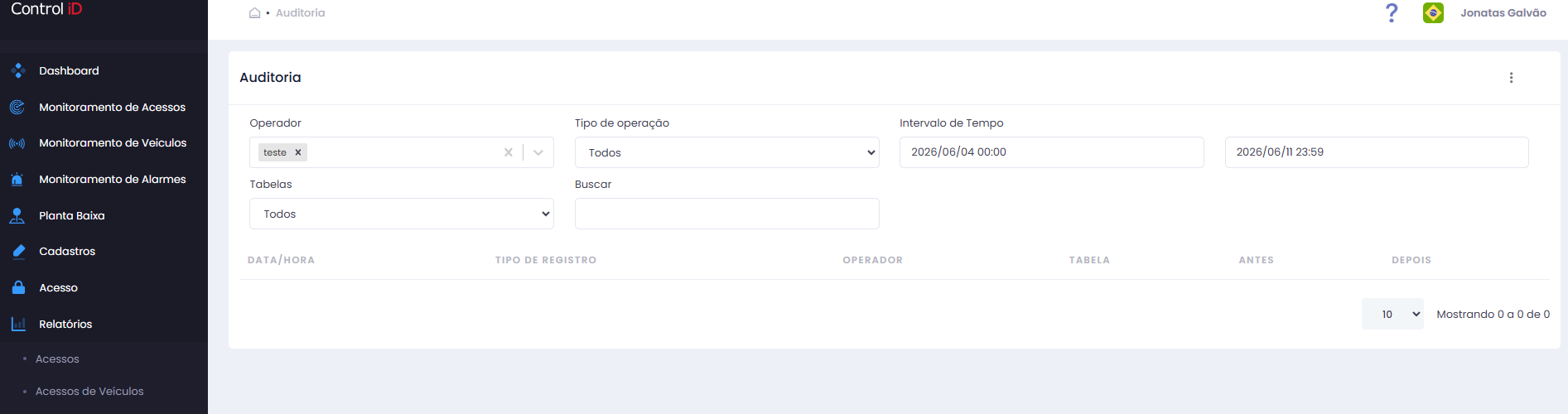 Filtros de Auditoria